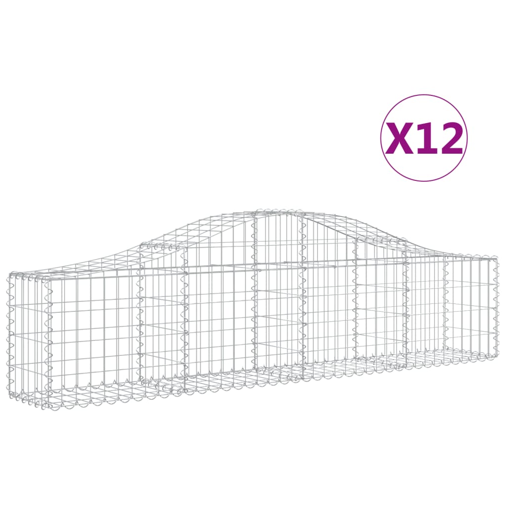 Arched Gabion Baskets 12 pcs 200x30x40/60 cm Galvanised Iron