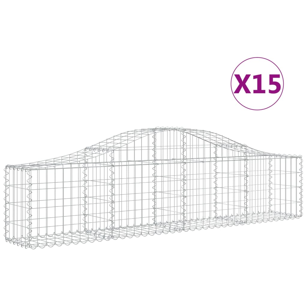 Arched Gabion Baskets 15 pcs 200x30x40/60 cm Galvanised Iron