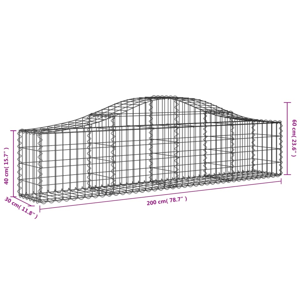 Arched Gabion Baskets 20 pcs 200x30x40/60 cm Galvanised Iron