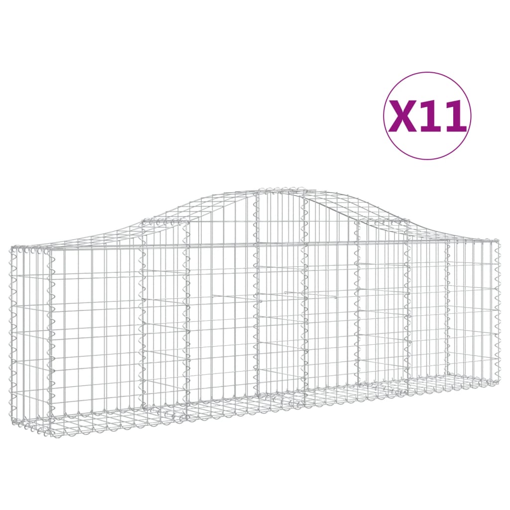 Arched Gabion Baskets 11 pcs 200x30x60/80 cm Galvanised Iron