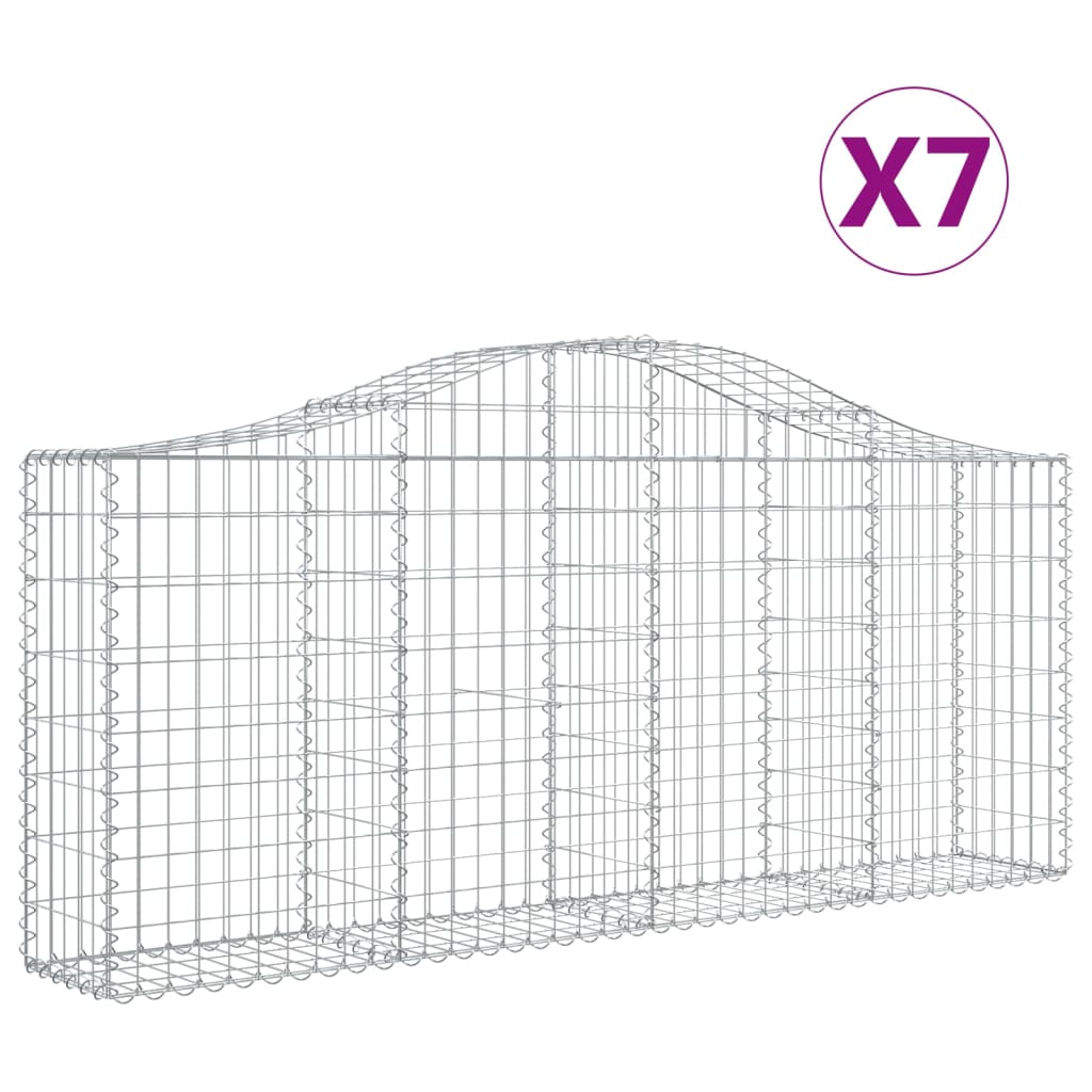 Arched Gabion Baskets 7 pcs 200x30x80/100 cm Galvanised Iron
