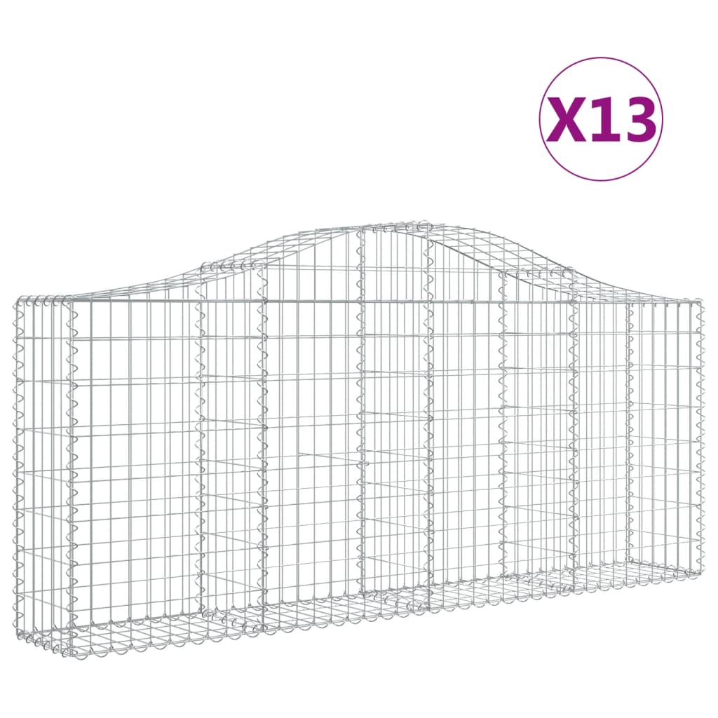Arched Gabion Baskets 13 pcs 200x30x80/100 cm Galvanised Iron
