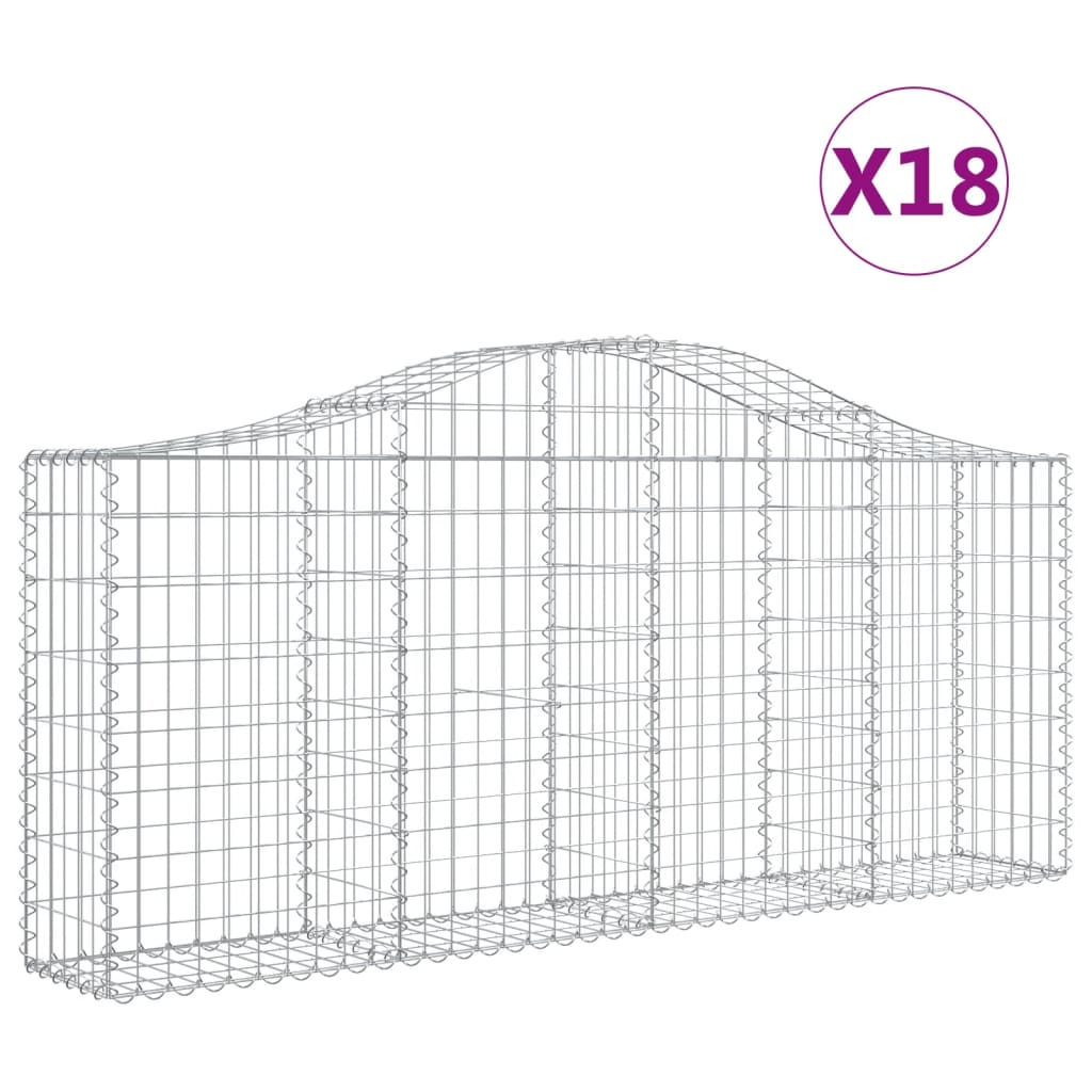 Arched Gabion Baskets 18 pcs 200x30x80/100 cm Galvanised Iron