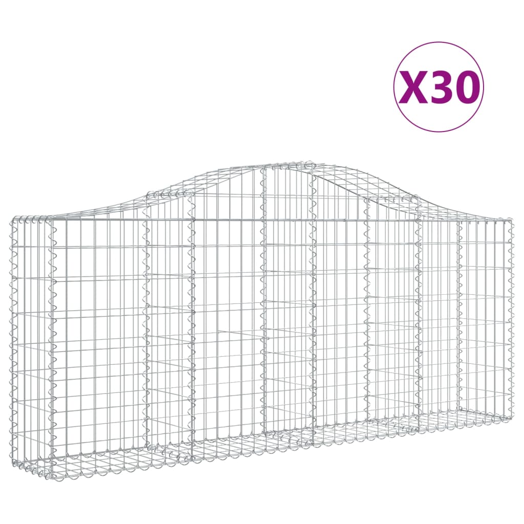 Arched Gabion Baskets 30 pcs 200x30x80/100 cm Galvanised Iron