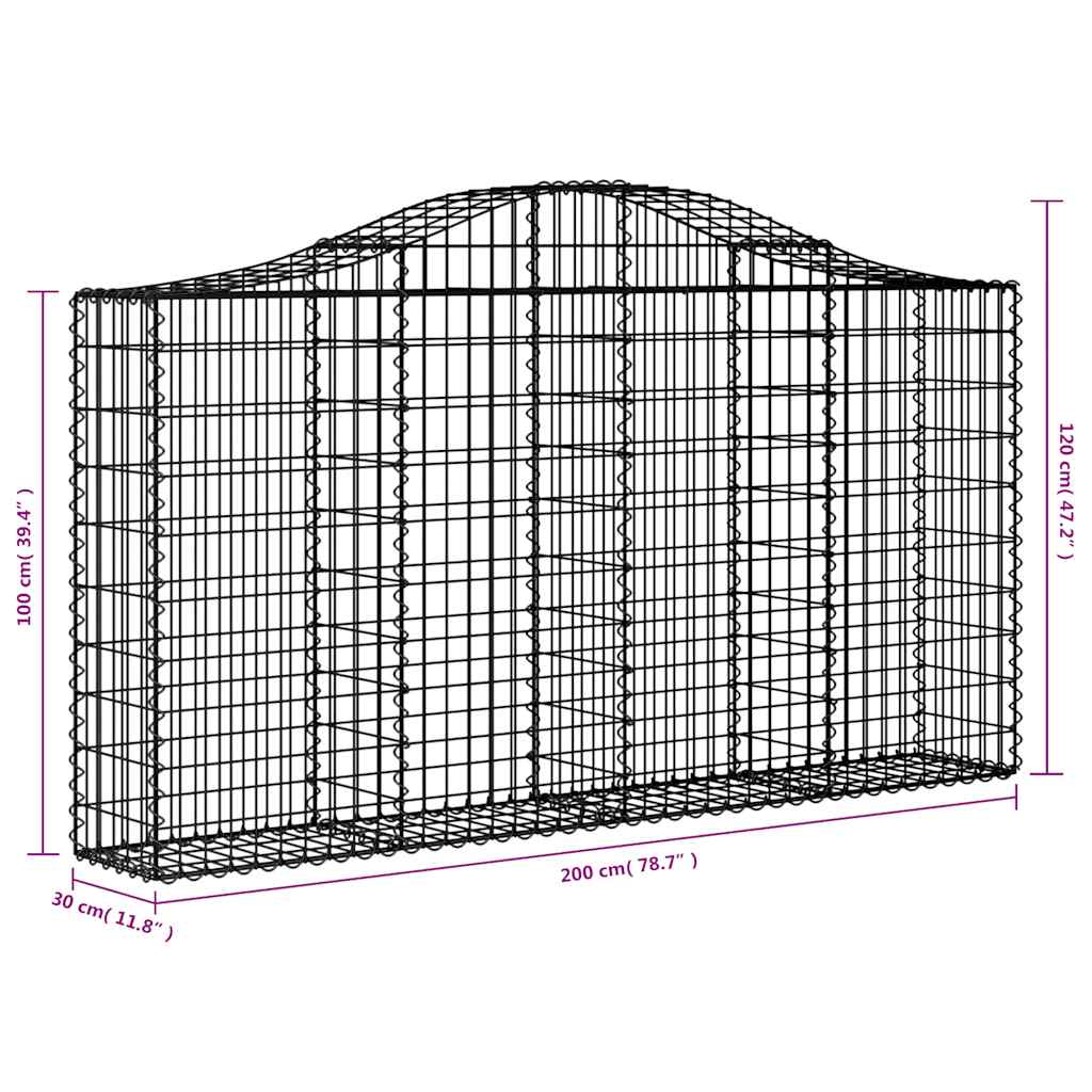 Arched Gabion Baskets 12 pcs 200x30x100/120 cm Galvanised Iron
