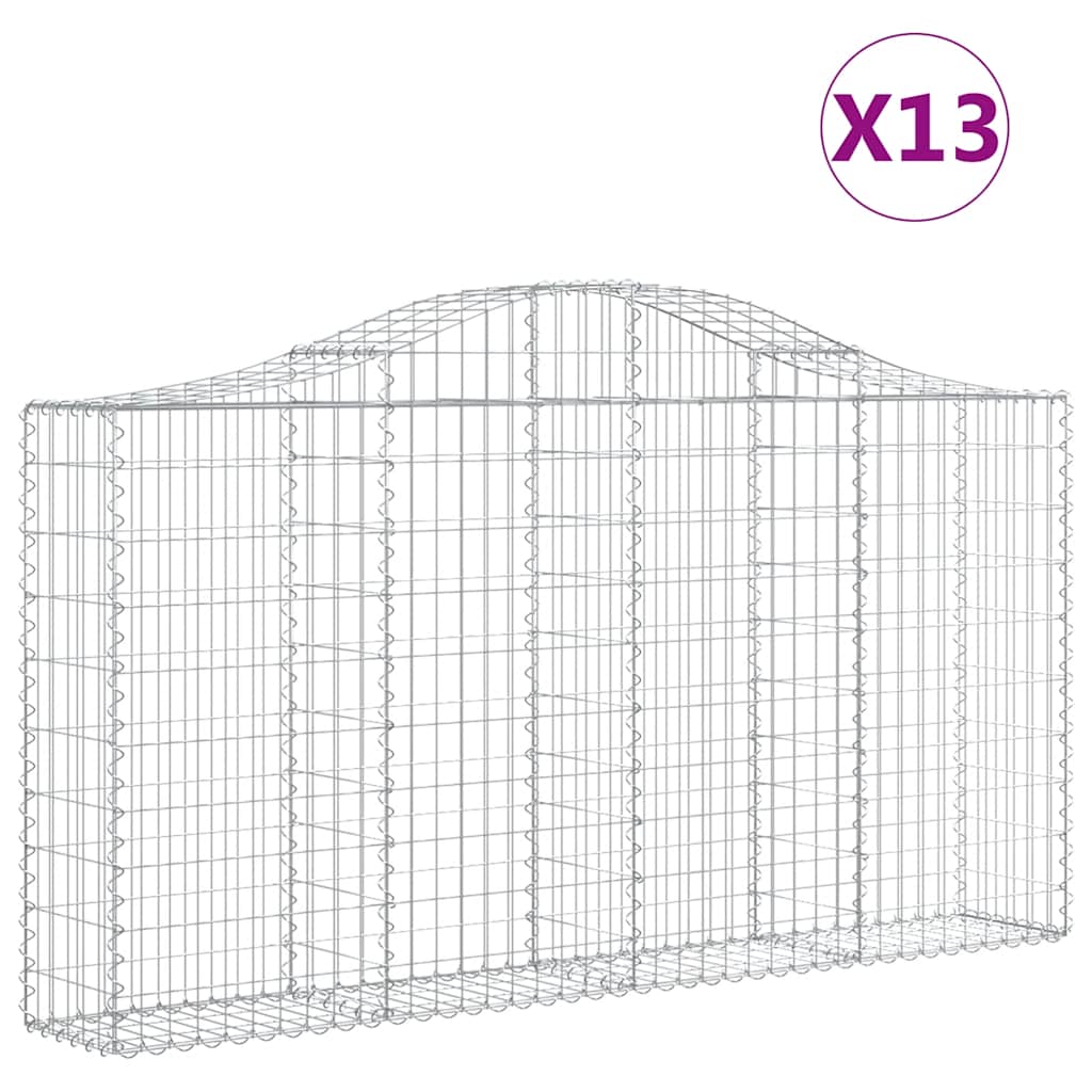 Arched Gabion Baskets 13 pcs 200x30x100/120 cm Galvanised Iron