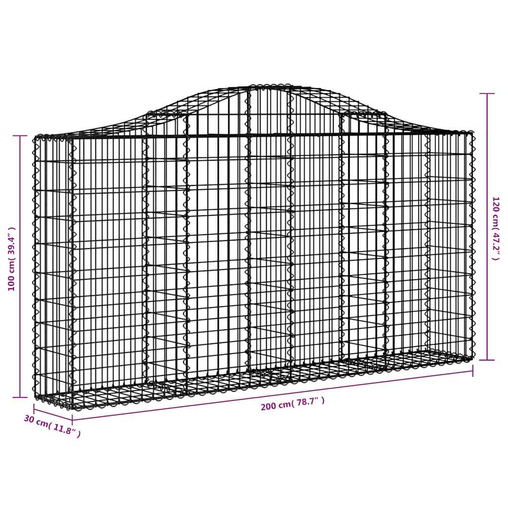 Arched Gabion Baskets 13 pcs 200x30x100/120 cm Galvanised Iron