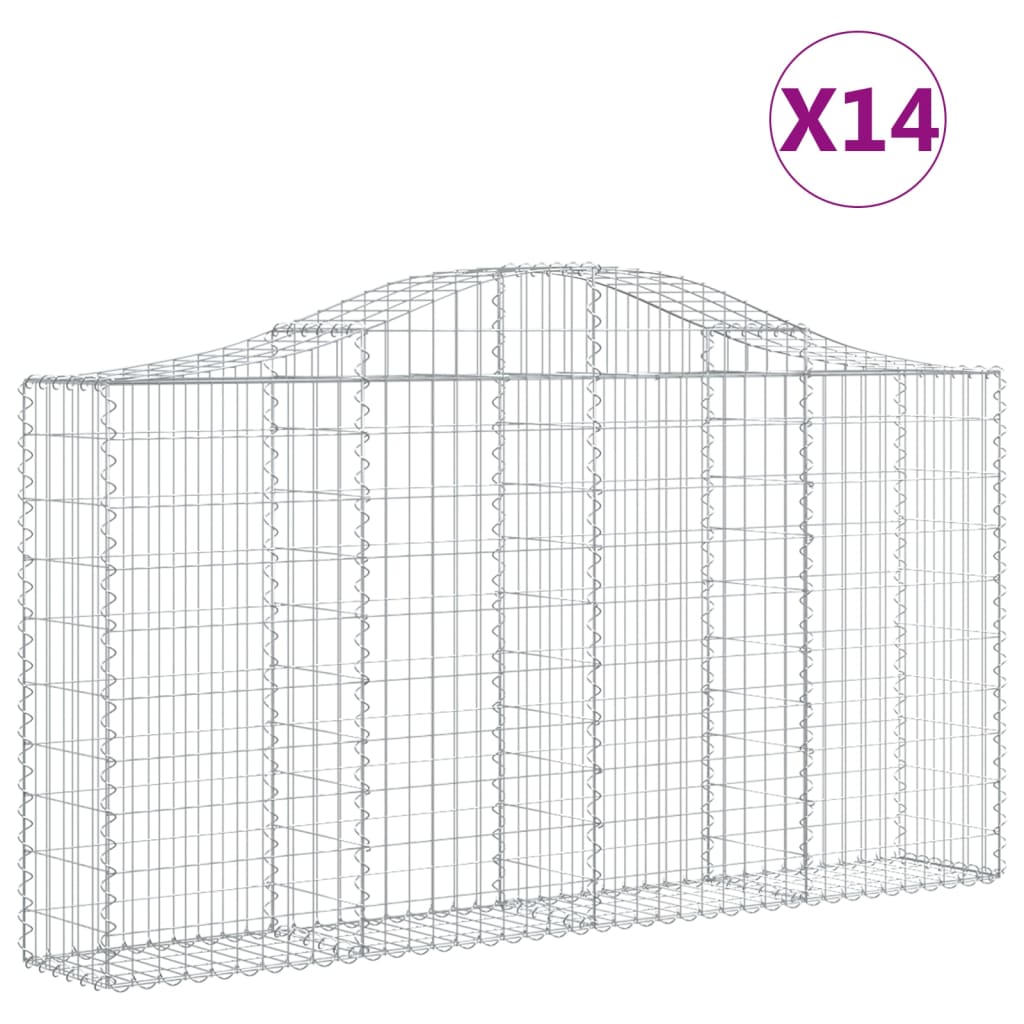 Arched Gabion Baskets 14 pcs 200x30x100/120 cm Galvanised Iron
