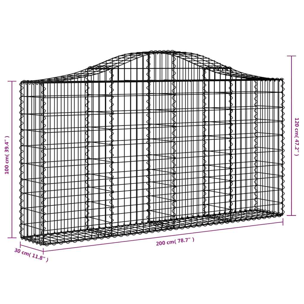 Arched Gabion Baskets 18 pcs 200x30x100/120 cm Galvanised Iron