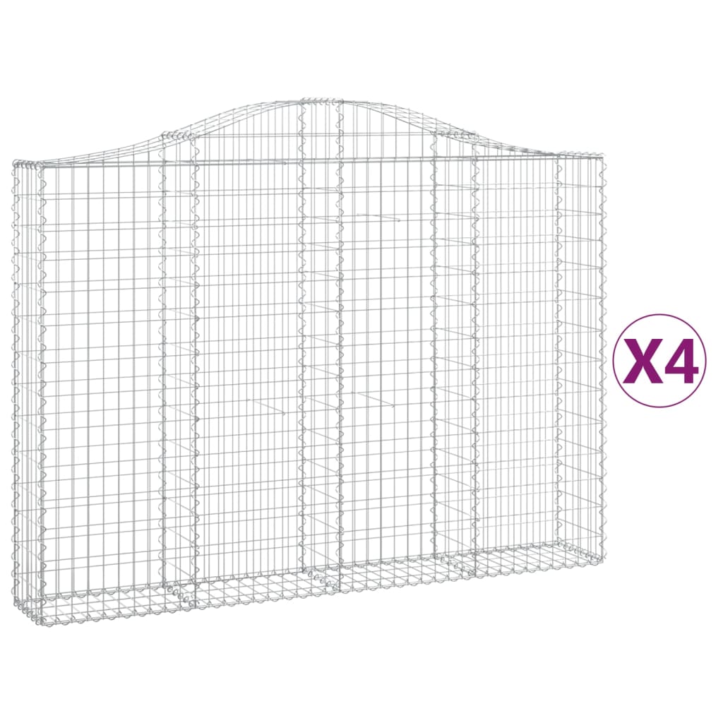 Arched Gabion Baskets 4 pcs 200x30x140/160 cm Galvanised Iron