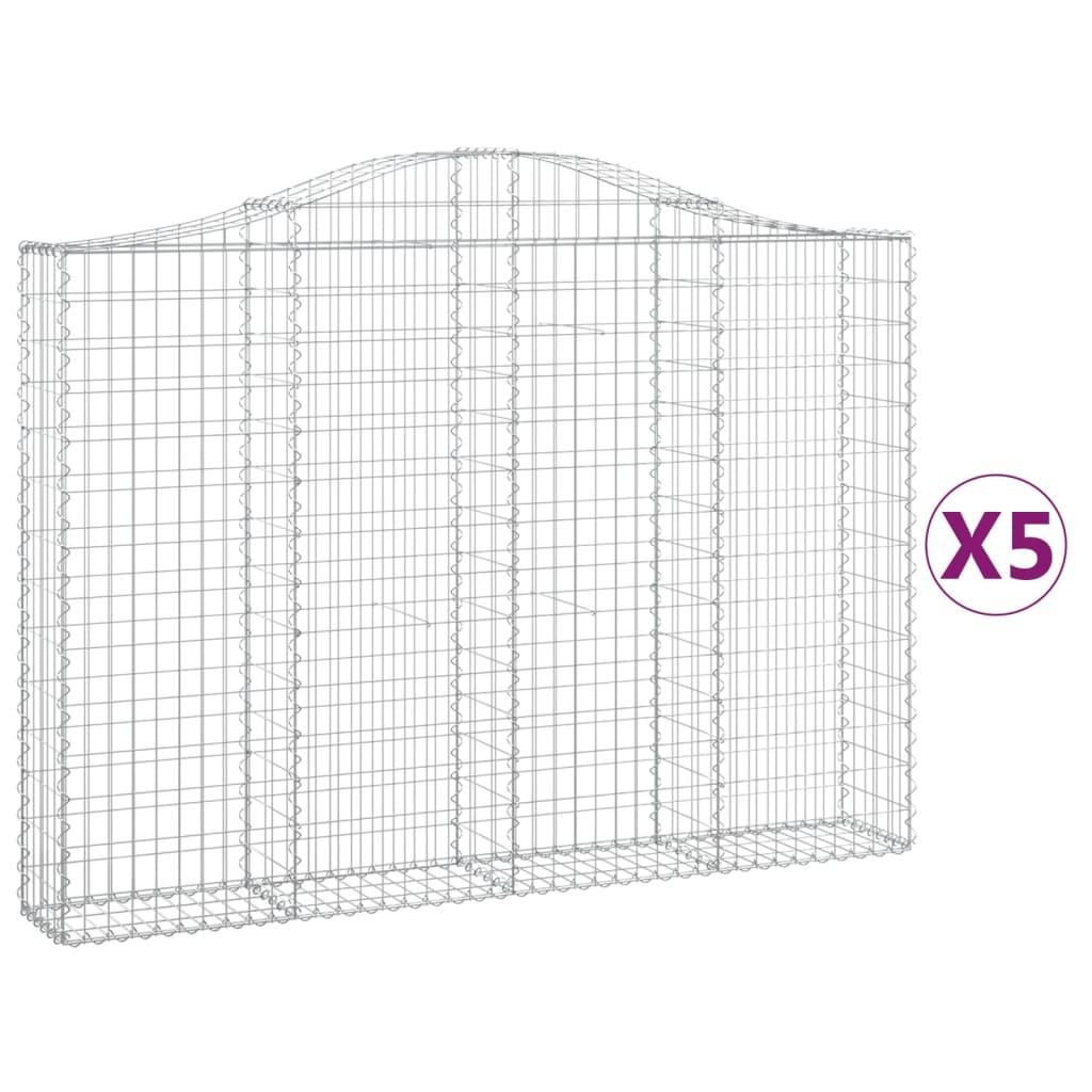 Arched Gabion Baskets 5 pcs 200x30x140/160 cm Galvanised Iron