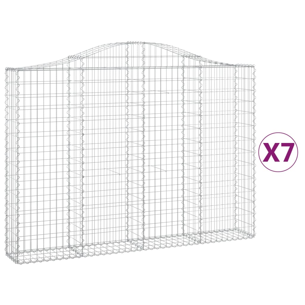 Arched Gabion Baskets 7 pcs 200x30x140/160 cm Galvanised Iron