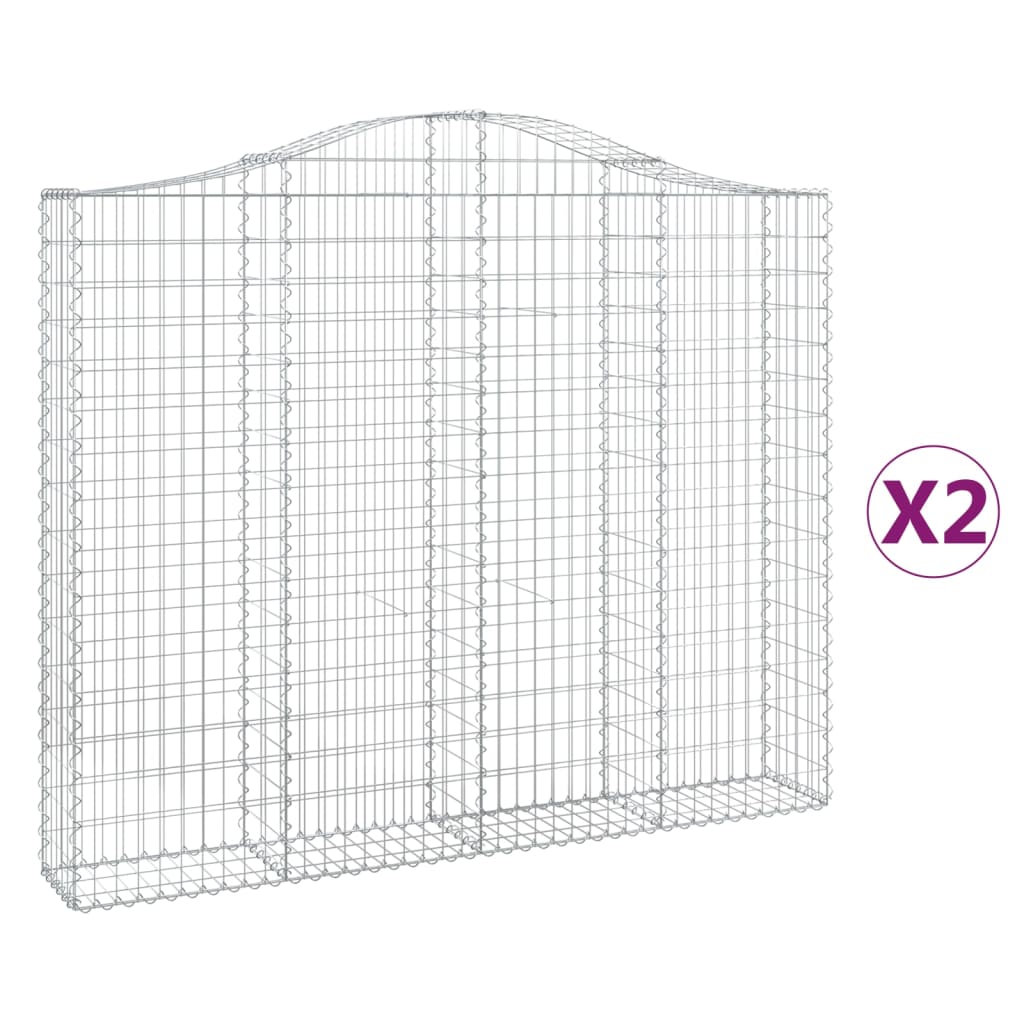 Arched Gabion Baskets 2 pcs 200x30x160/180 cm Galvanised Iron