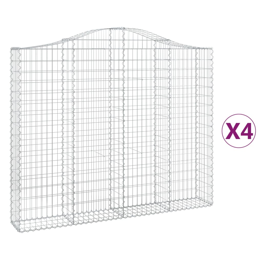 Arched Gabion Baskets 4 pcs 200x30x160/180 cm Galvanised Iron