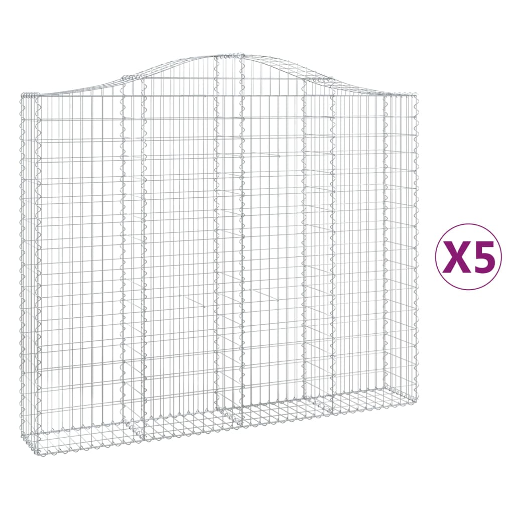 Arched Gabion Baskets 5 pcs 200x30x160/180 cm Galvanised Iron