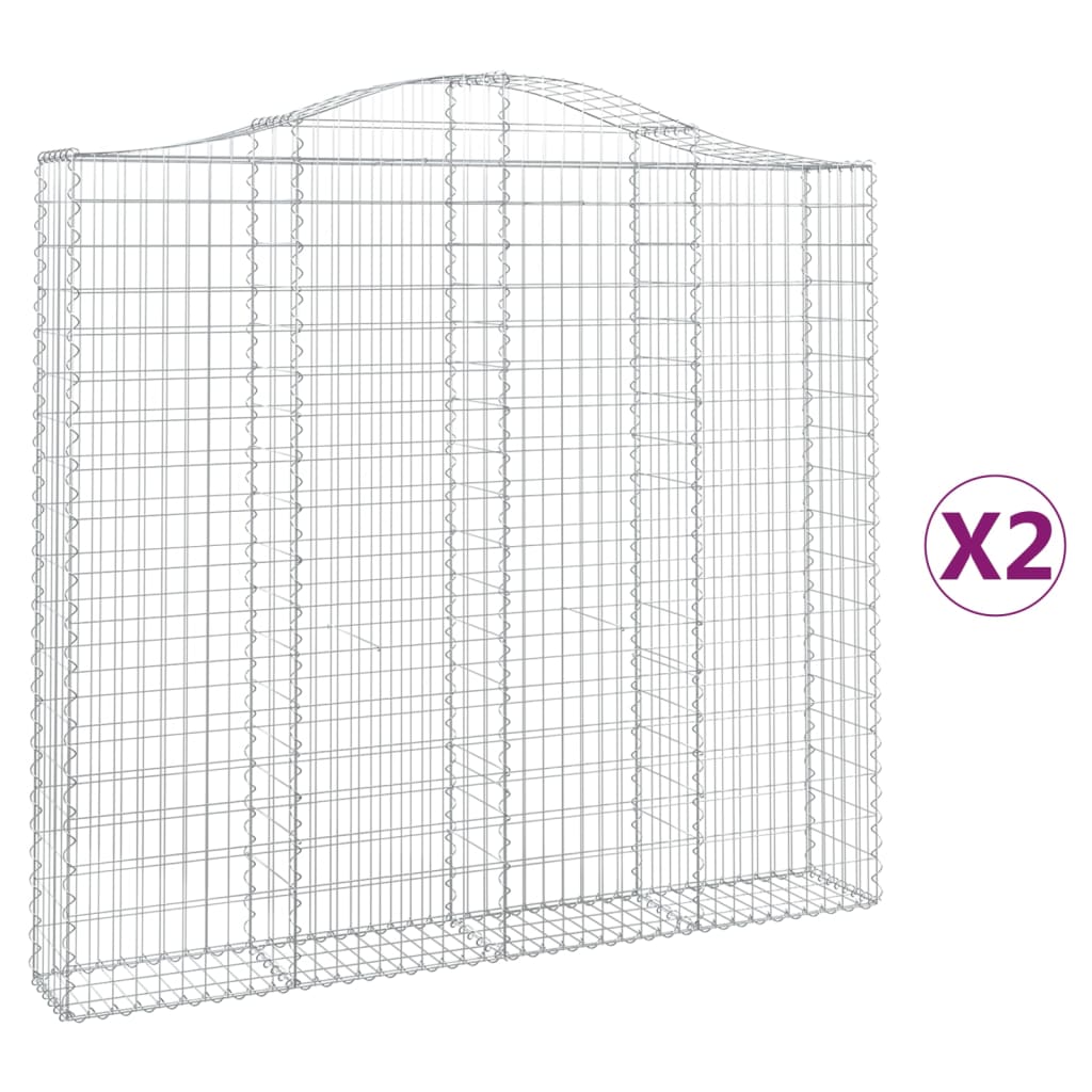 Arched Gabion Baskets 2 pcs 200x30x180/200 cm Galvanised Iron
