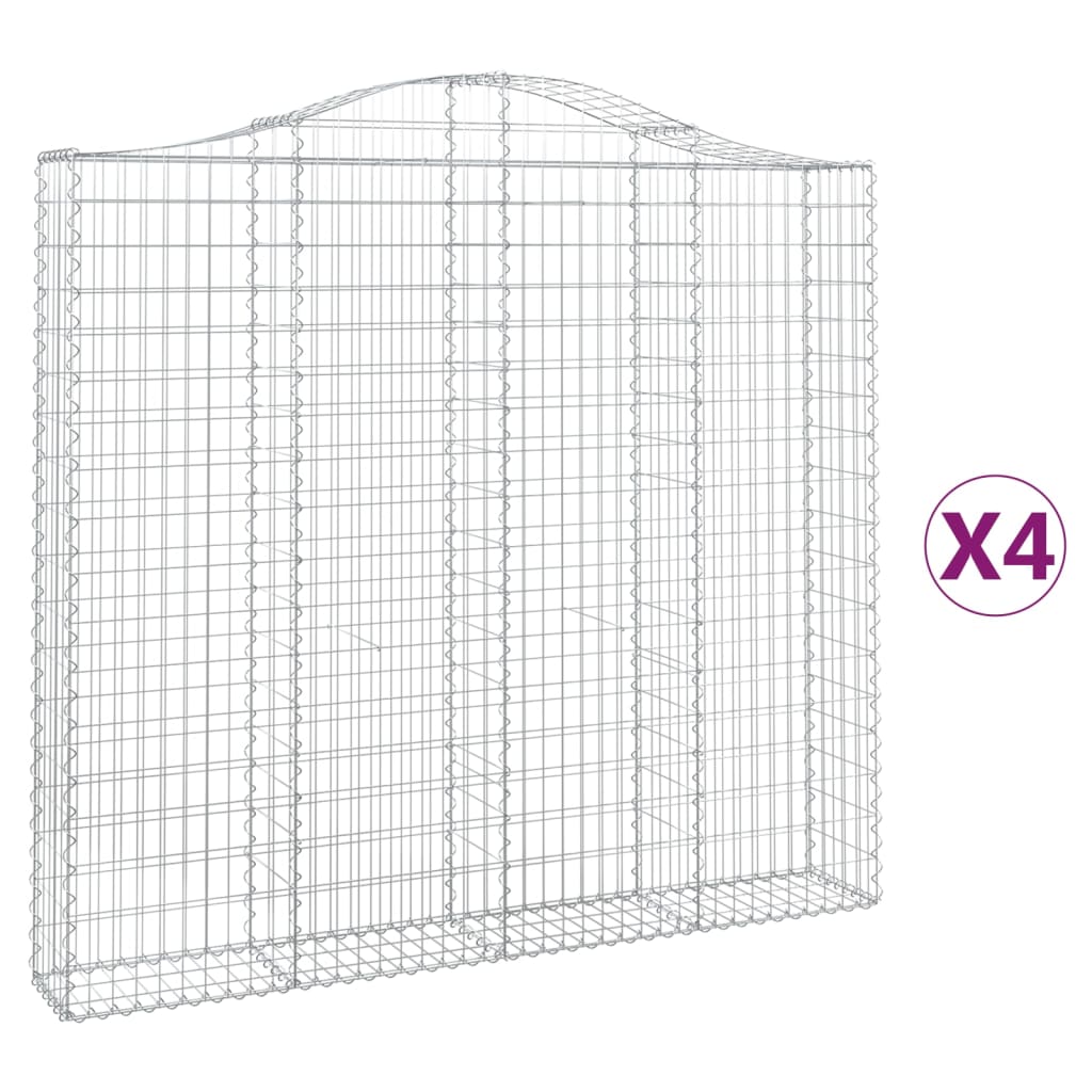 Arched Gabion Baskets 4 pcs 200x30x180/200 cm Galvanised Iron