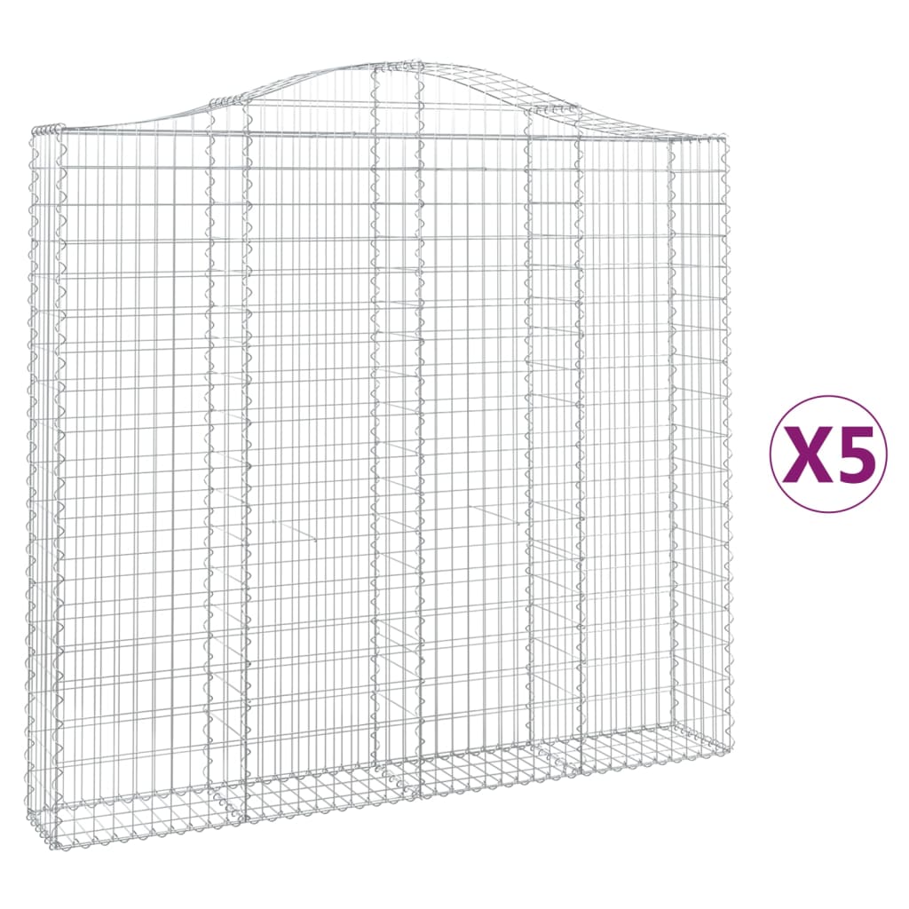 Arched Gabion Baskets 5 pcs 200x30x180/200 cm Galvanised Iron