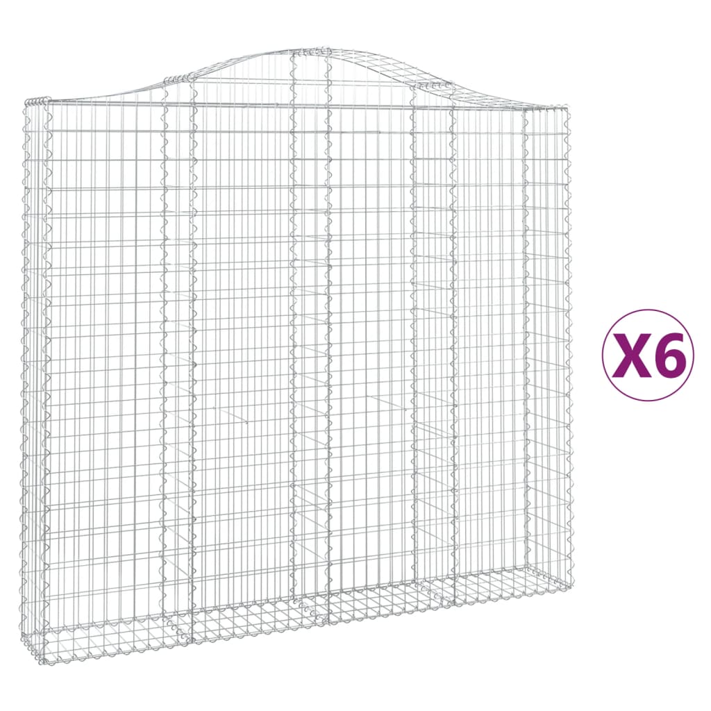 Arched Gabion Baskets 6 pcs 200x30x180/200 cm Galvanised Iron