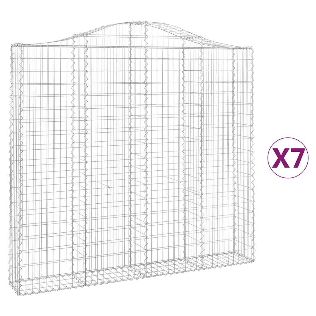 Arched Gabion Baskets 7 pcs 200x30x180/200 cm Galvanised Iron