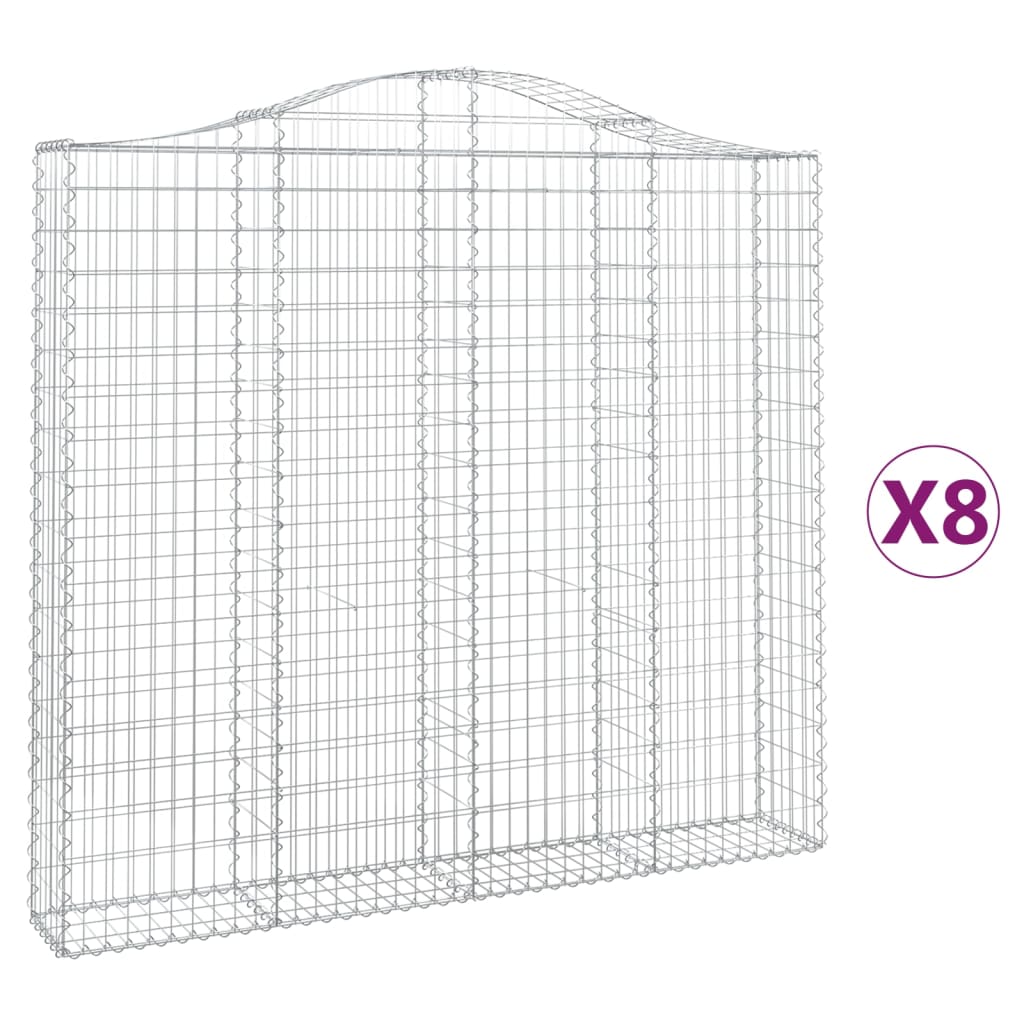 Arched Gabion Baskets 8 pcs 200x30x180/200 cm Galvanised Iron
