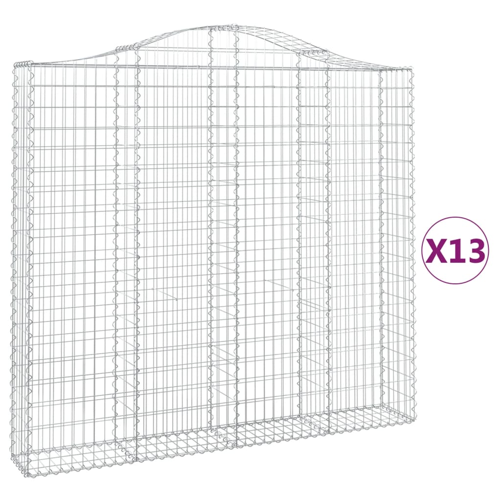 Arched Gabion Baskets 13 pcs 200x30x180/200 cm Galvanised Iron