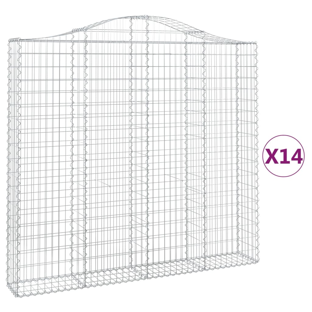 Arched Gabion Baskets 14 pcs 200x30x180/200 cm Galvanised Iron