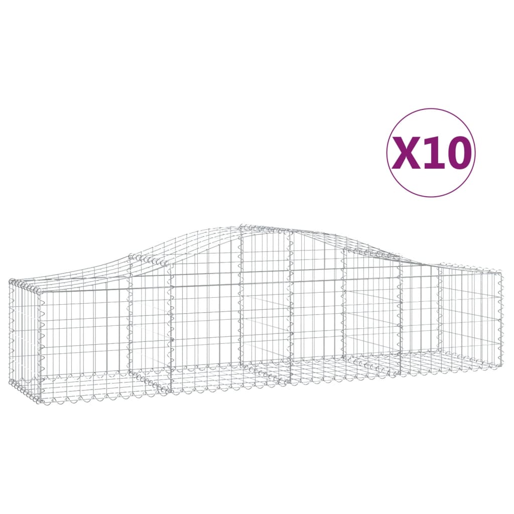 Arched Gabion Baskets 10 pcs 200x50x40/60 cm Galvanised Iron