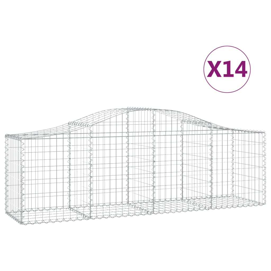 Arched Gabion Baskets 14 pcs 200x50x60/80 cm Galvanised Iron