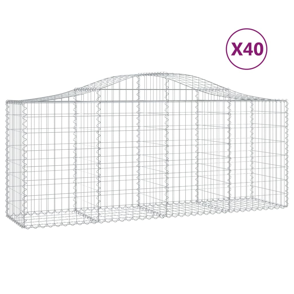Arched Gabion Baskets 40 pcs 200x50x80/100 cm Galvanised Iron