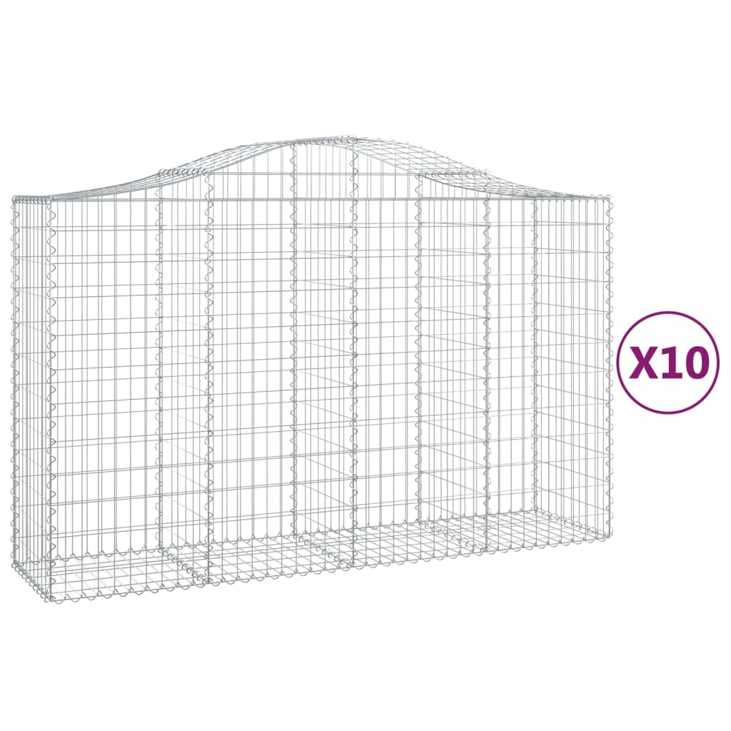 Arched Gabion Baskets 10 pcs 200x50x120/140 cm Galvanised Iron