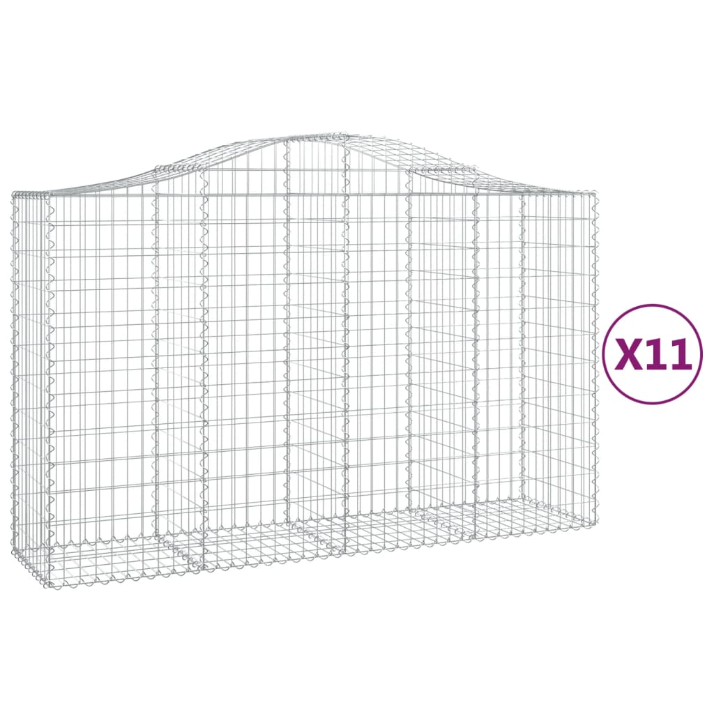 Arched Gabion Baskets 11 pcs 200x50x120/140 cm Galvanised Iron