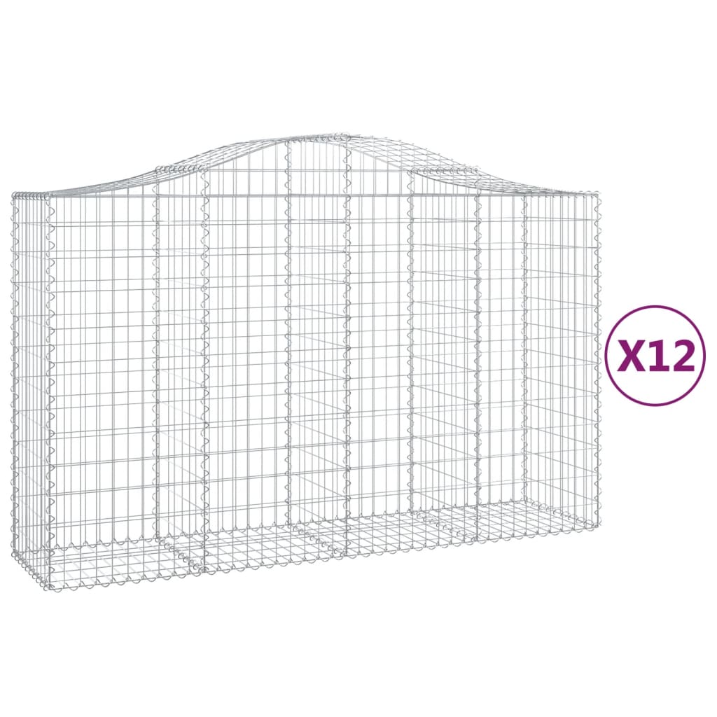 Arched Gabion Baskets 12 pcs 200x50x120/140 cm Galvanised Iron