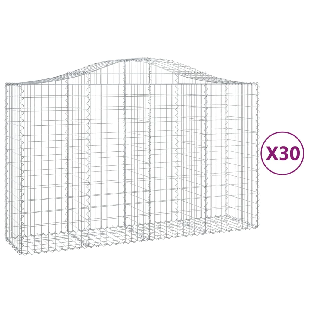 Arched Gabion Baskets 30 pcs 200x50x120/140 cm Galvanised Iron