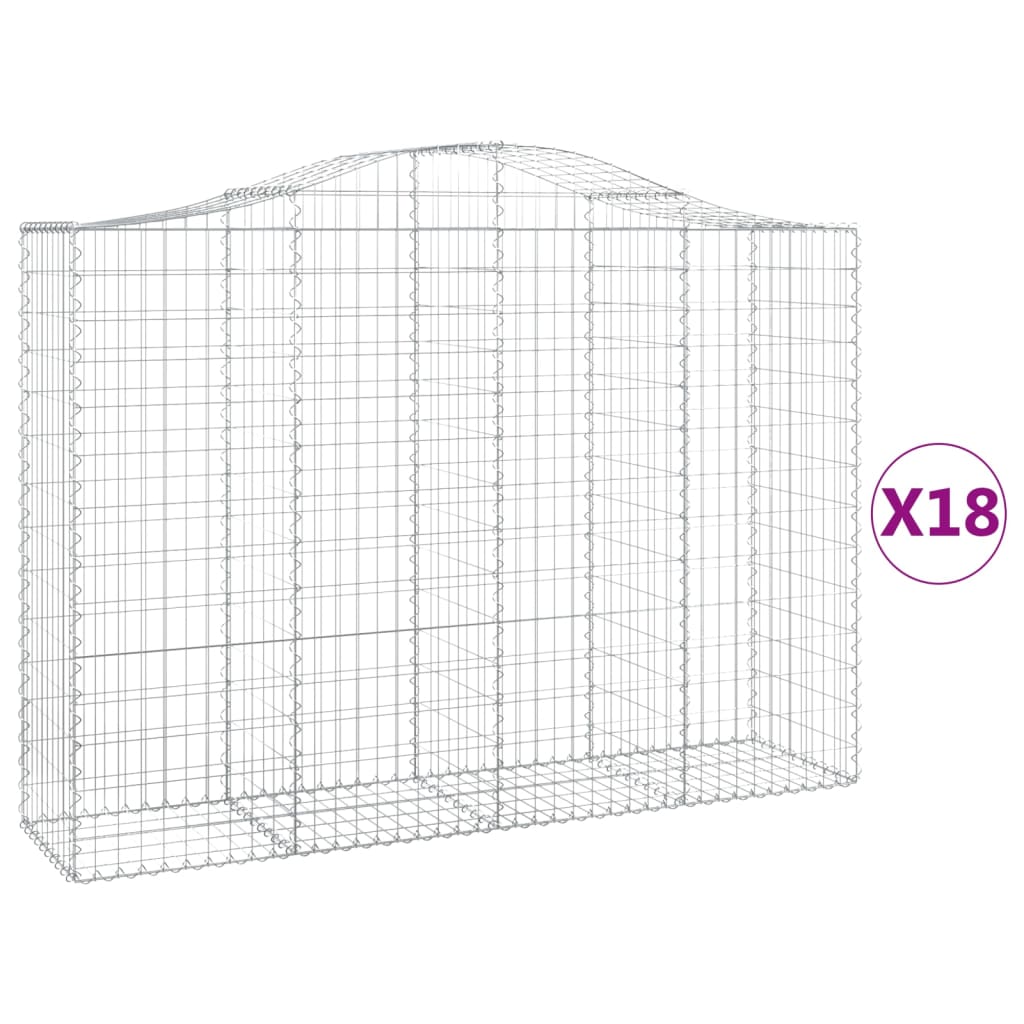 Arched Gabion Baskets 18 pcs 200x50x140/160 cm Galvanised Iron