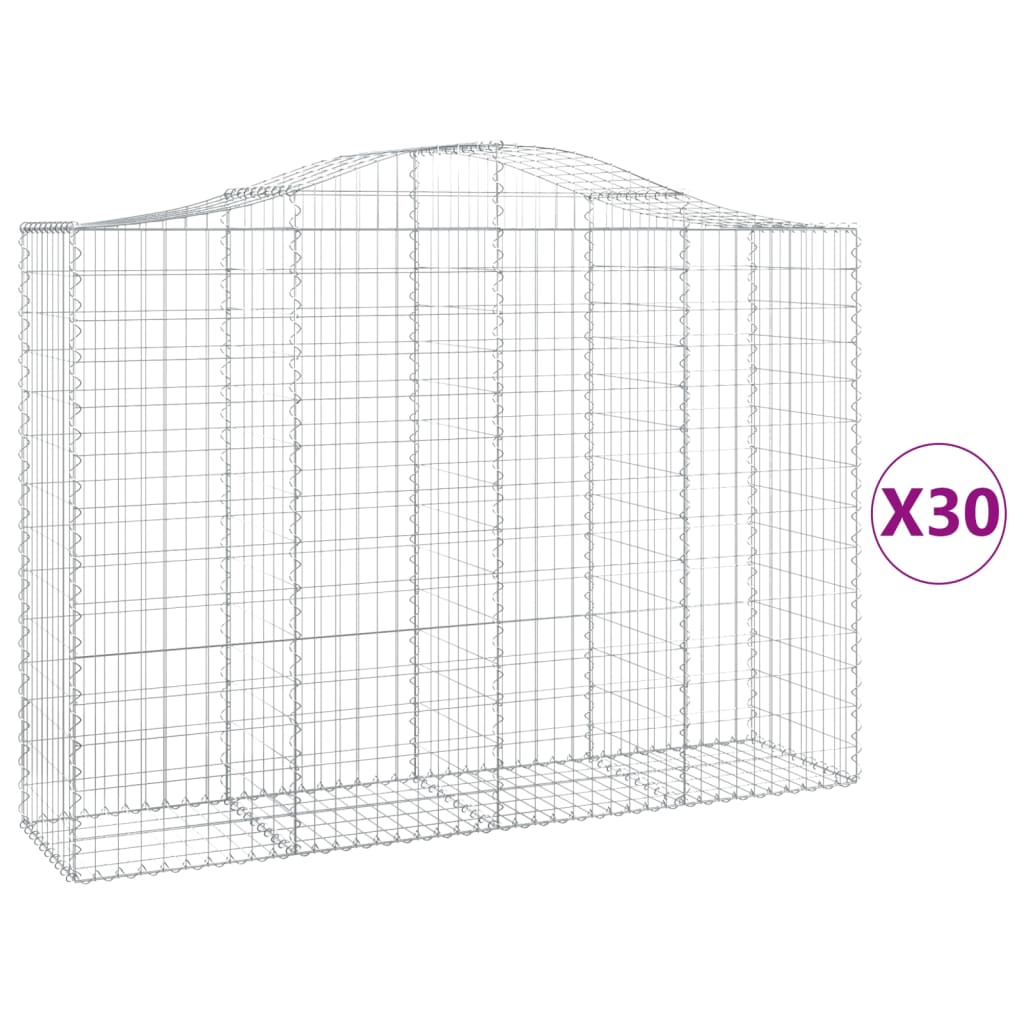 Arched Gabion Baskets 30 pcs 200x50x140/160 cm Galvanised Iron