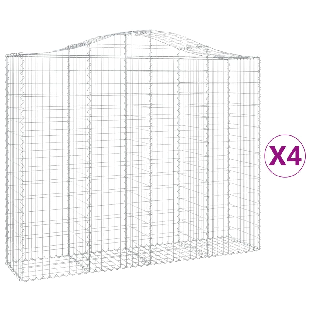 Arched Gabion Baskets 4 pcs 200x50x160/180 cm Galvanised Iron