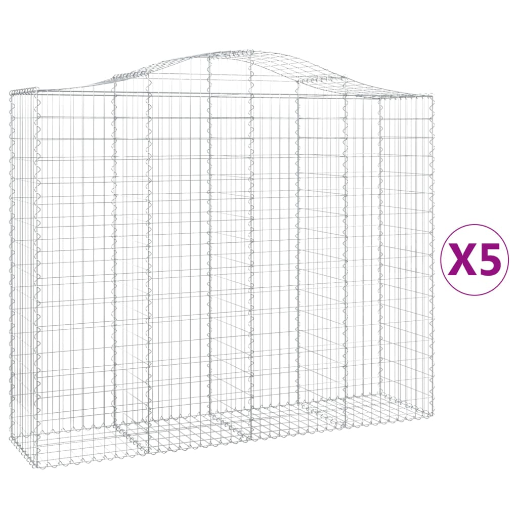 Arched Gabion Baskets 5 pcs 200x50x160/180 cm Galvanised Iron