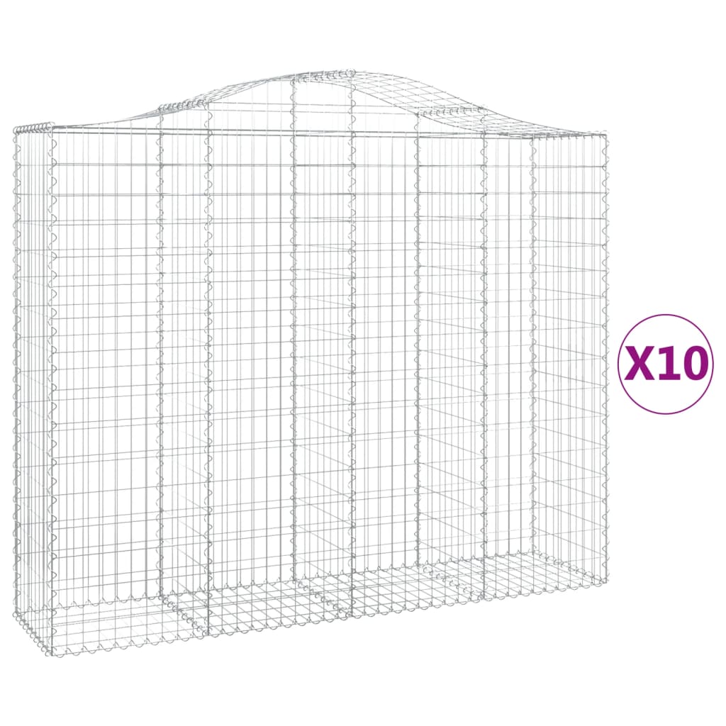 Arched Gabion Baskets 10 pcs 200x50x160/180 cm Galvanised Iron