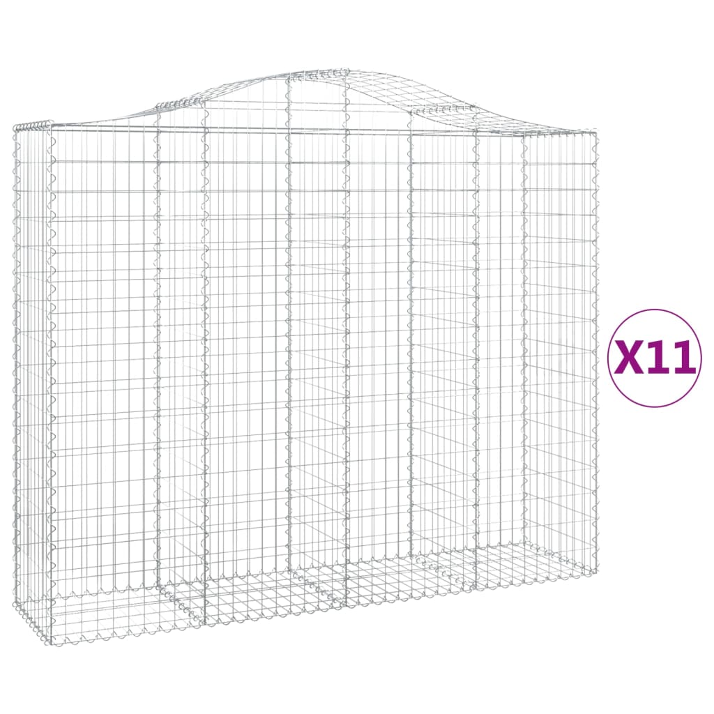Arched Gabion Baskets 11 pcs 200x50x160/180 cm Galvanised Iron