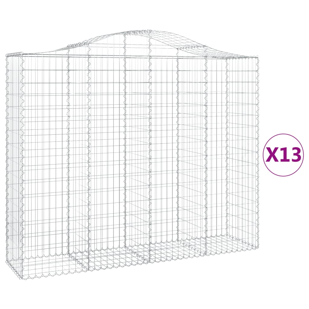 Arched Gabion Baskets 13 pcs 200x50x160/180 cm Galvanised Iron