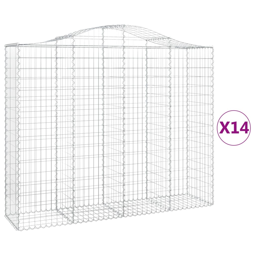 Arched Gabion Baskets 14 pcs 200x50x160/180 cm Galvanised Iron