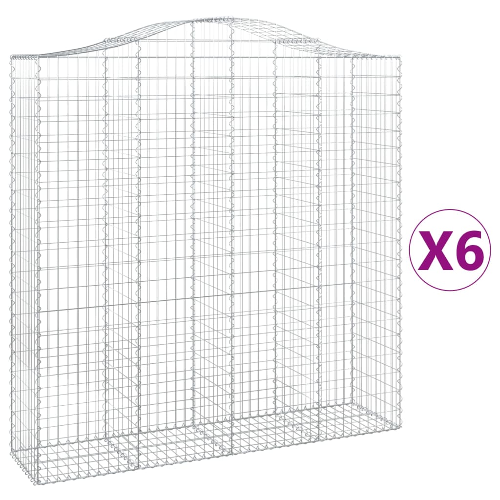 Arched Gabion Baskets 6 pcs 200x50x200/220 cm Galvanised Iron