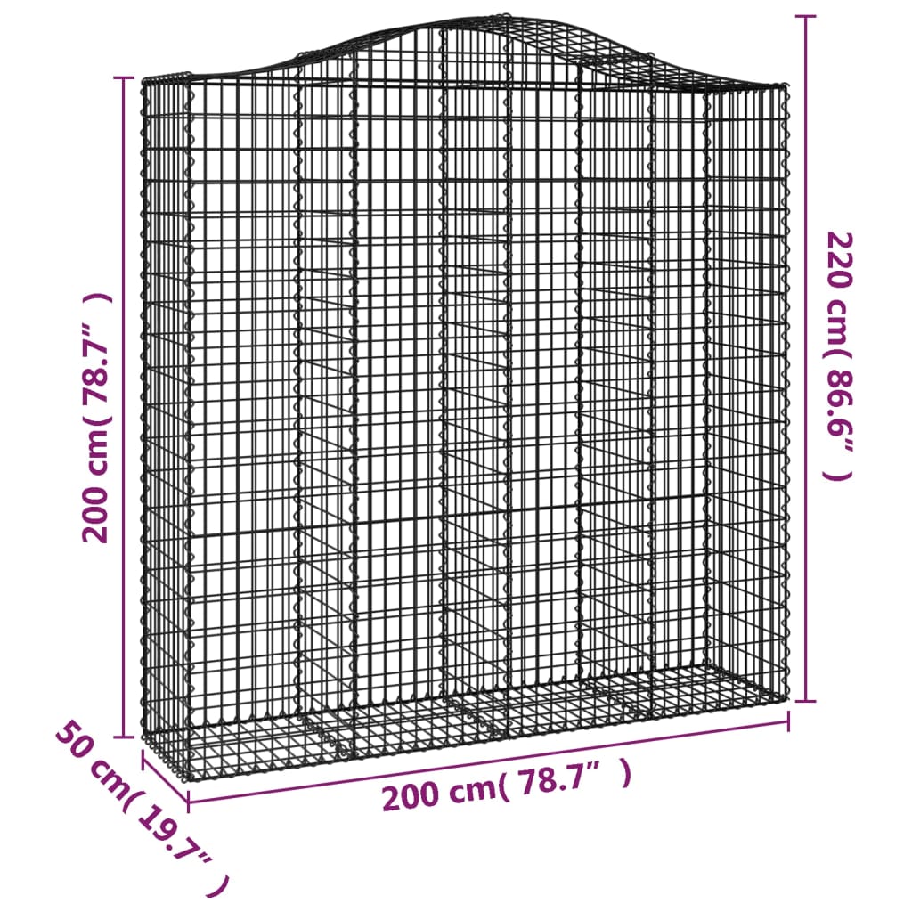 Arched Gabion Baskets 6 pcs 200x50x200/220 cm Galvanised Iron