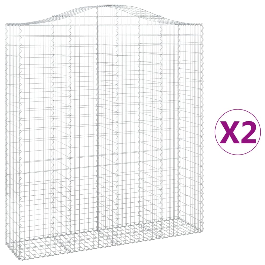Arched Gabion Baskets 2 pcs 200x50x220/240 cm Galvanised Iron