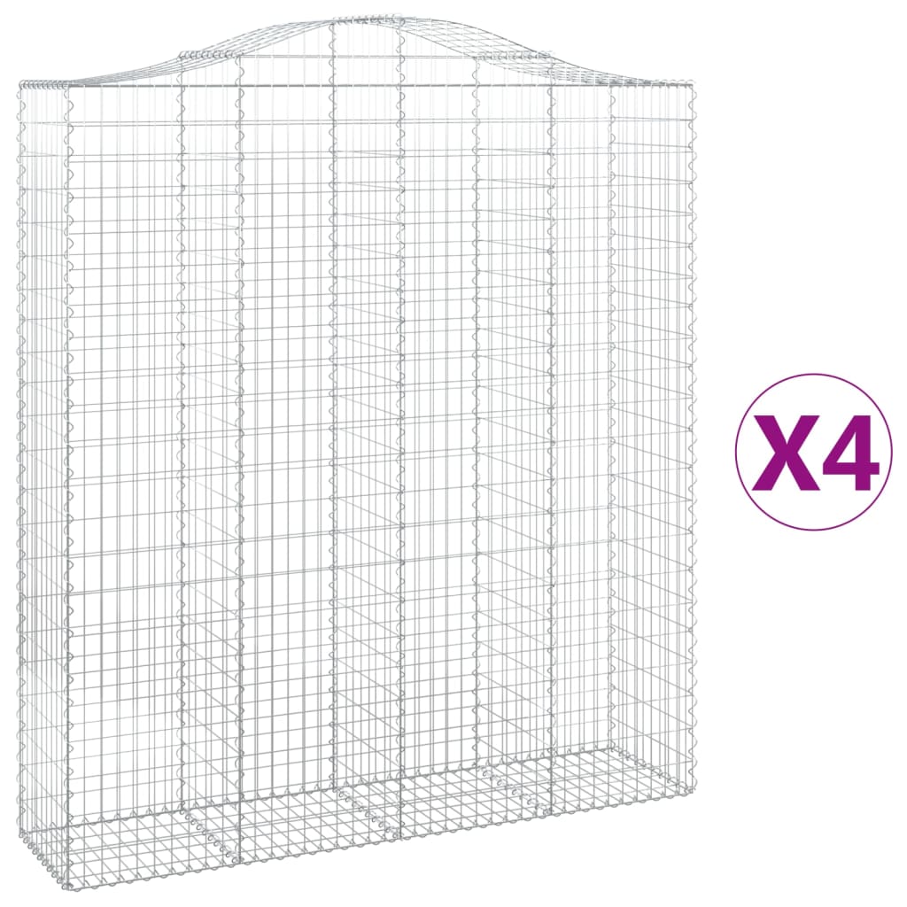 Arched Gabion Baskets 4 pcs 200x50x220/240 cm Galvanised Iron