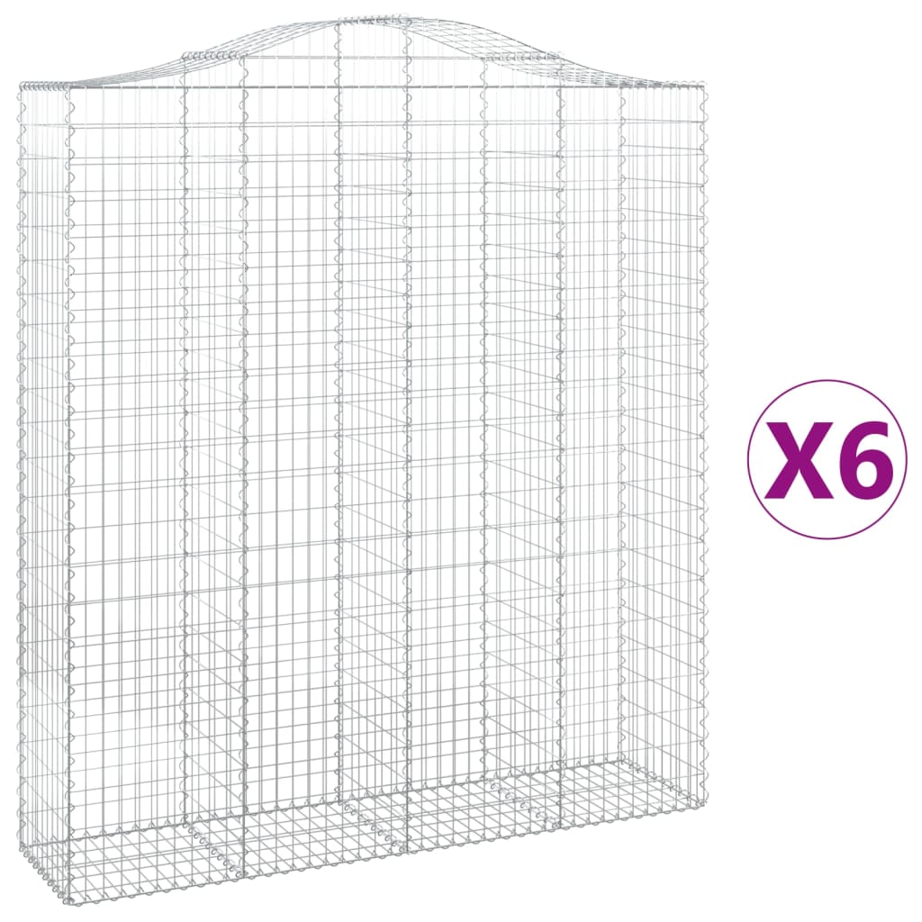 Arched Gabion Baskets 6 pcs 200x50x220/240 cm Galvanised Iron