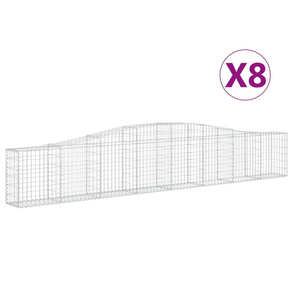 Arched Gabion Baskets 8 pcs 400x30x60/80 cm Galvanised Iron
