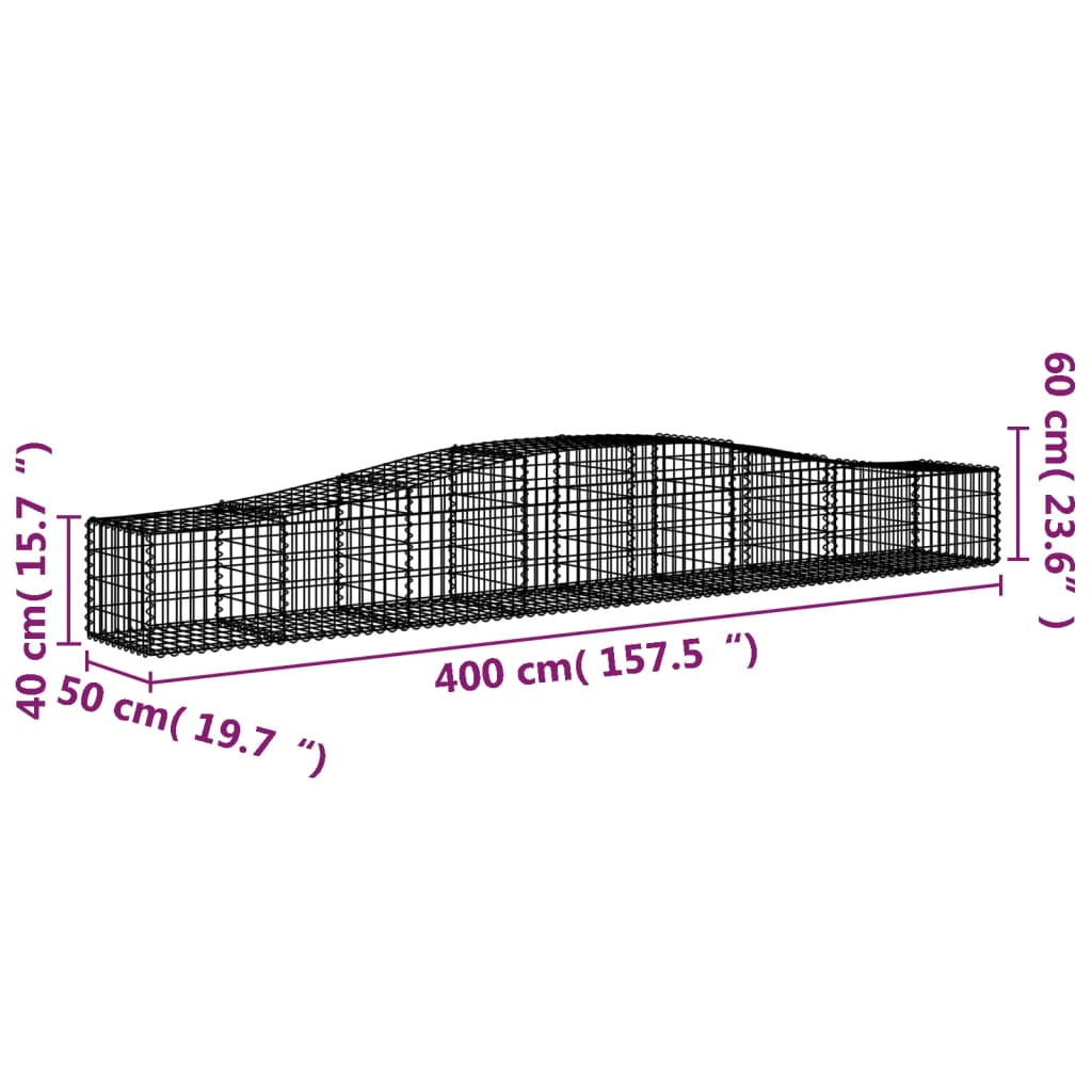 Arched Gabion Baskets 7 pcs 400x50x40/60 cm Galvanised Iron