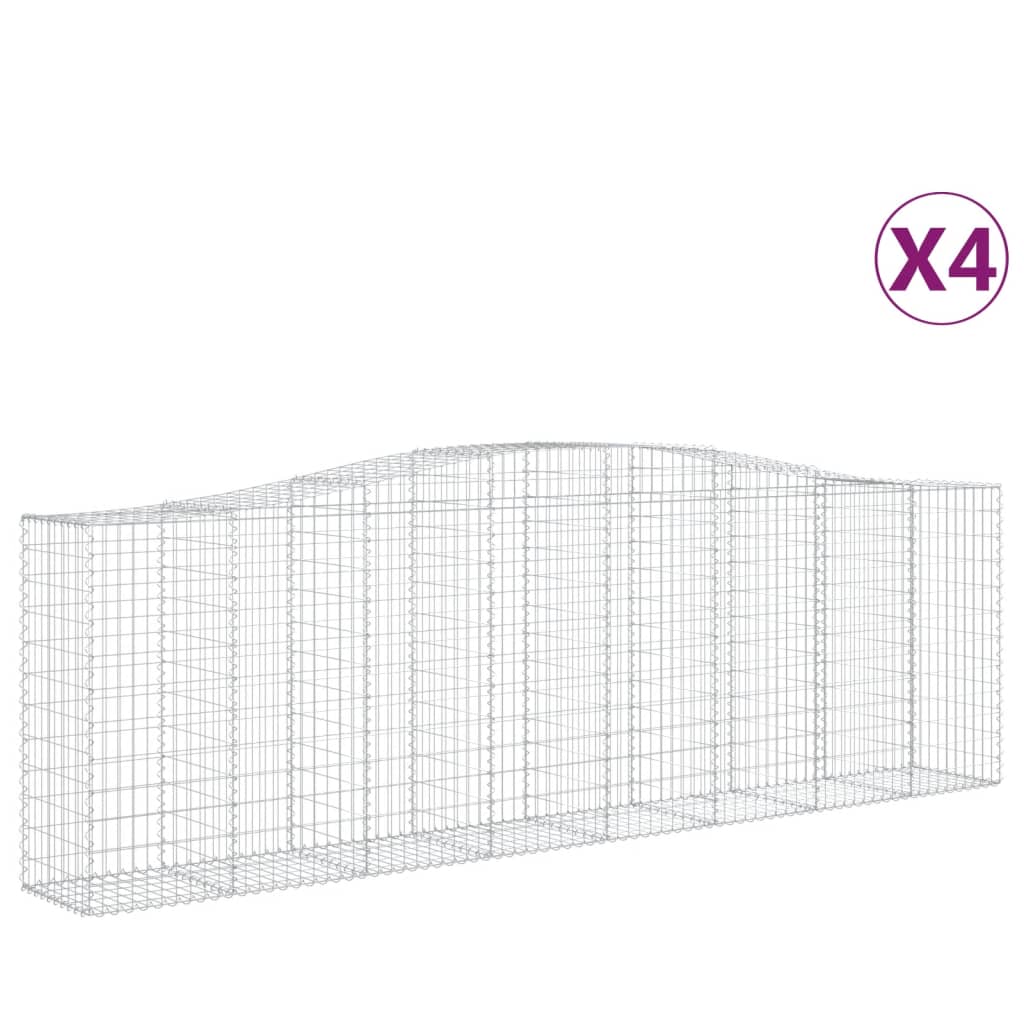 Arched Gabion Baskets 4 pcs 400x50x120/140 cm Galvanised Iron